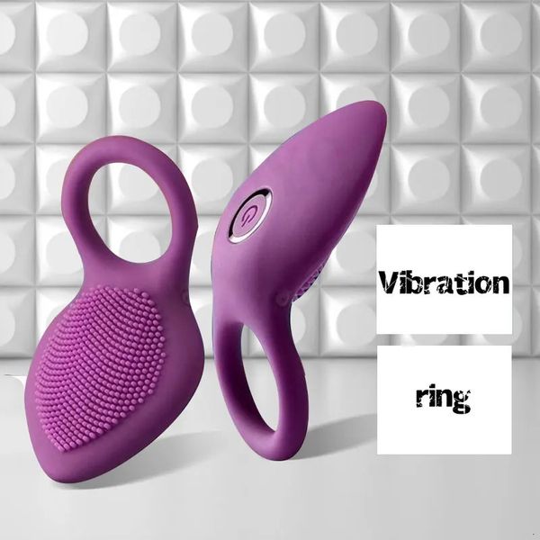 Stimulateur de vibration de l'anneau pénien pour les jouets sexuels pour hommes utilisés pour les couples Délai de vibration Licking Orgasm Verrouillage du dispositif de vibration de canule mince 240425