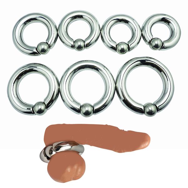 Pénis Bondage serrure coq anneau métal Scrotum balle civière retard éjaculation lourd acier inoxydable érotique CBT sexy jouets pour hommes