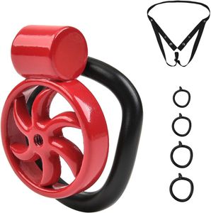 Peniskooi in de vorm van een wiel met 5 ringen en kuisheidsgordel nieuwe ademende pik kooi slot extreme fetisj bondage seks speelgoed voor mannen, paren (kooi+3-weg band)