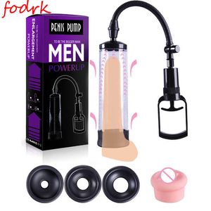 Pompe à pénis Masturbateur masculin Adulte Sex Toy Shop pour hommes Cock Extender Stimulateur sous vide Dick Agrandisseur de pénis Retard d'érection Train X0602