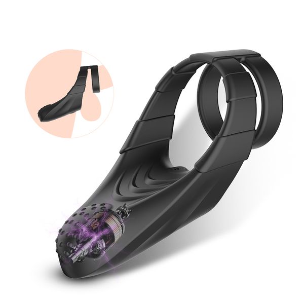 Anneaux de pénis vibrateur pour masturbateur masculin éjaculation retardée Stimulation du gland coq vibrant adulte érotique sexy magasin de jouets