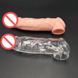 Penis Mouw Siliconen Cock Sleeve met Scrotum Ring Penis Extender Vergroten 1cm, verhoging 4 cm, seksuele artefacten verlengen seksijd