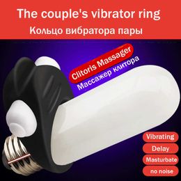 Articles de massage Anneau vibrant de pénis Stimulateur de clitoris Retarder l'éjaculation Jouets sexuels pour adultes pour hommes Couple Anneau de coq en silicone Jouets vibrateurs de langue