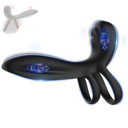 Anneau de vibration du pénis, massage de la prostate, retardement de l'éjaculation, stimulateur du clitoris, perles anales, culottes vibrantes, jouets sexuels pour couples 240105