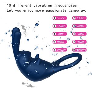 Anneau de vibration du pénis éjaculation retardée lapin vibrateur stimulateur femmes Massage du Clitoris pour hommes adultes jouets sexuels 240312