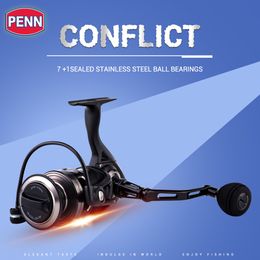 Penn Conflict Zoetwater- en zoutwater 7 + 1BB Spinning Vissen Reel HT-100 Sleep Opvouwbare verwisselbare spinninghaspels