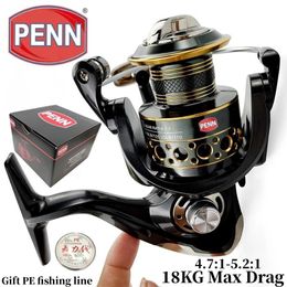 Penn Fishing Reel con 131 rodamientos Max arrastre de 18 kg Relación de engranaje 4.7 1/5.2 1 Viene con la línea de pesca de PE como regalo 240511