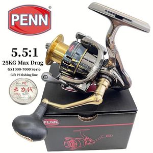 Penn GX10007000 Bobine de pêche avec 131 roulements hauts de haut 25 kg max glisser et bonus de ligne PE Gift 240506