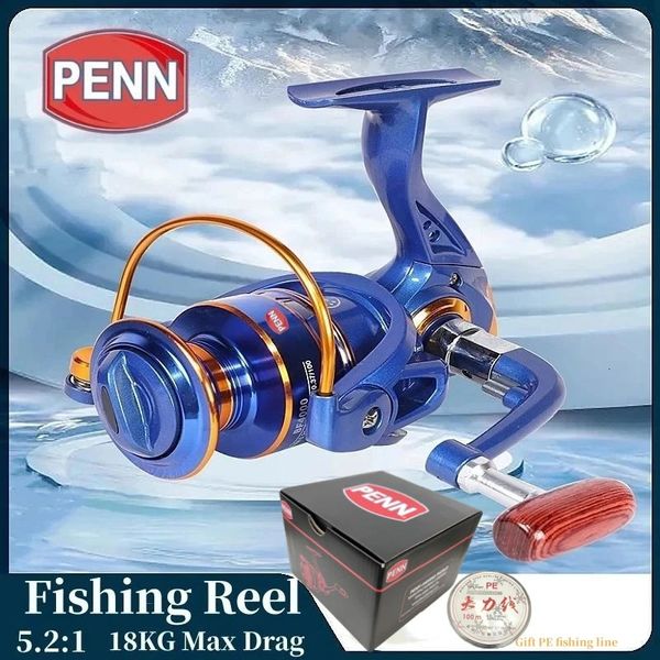 Penn Reel de pêche haute performance avec 131 roulements 5.2 1 Rapport de vitesse Poignée interchangeable Modèle 1000-7000 MAX DRAG 18KG 240507