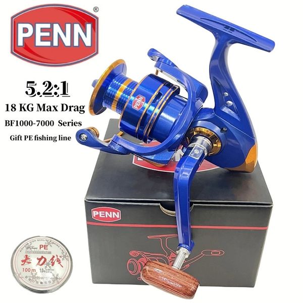 Penn Reel de pêche haute performance avec 131 roulements 5.2 1 Rapport de vitesse Poignée interchangeable Modèle 1000-7000 MAX DRAG 18KG 240411