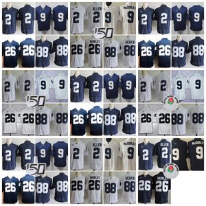 Penn State Nittany 88 Mike Gesicki Football Jerseys College Marcus Allen 9 Trace McSorley 26 Saquon Barkley sans nom White Navy Jersey Rose Patch S-XXXL
