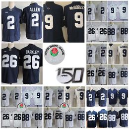 Penn State Nittany Football Jersey 26 Saquon Barkley 9 Trace McSorley 2 Marcus Allen 88 Mike Gesicki White Navy College Maillots de football pour hommes 150e Rose