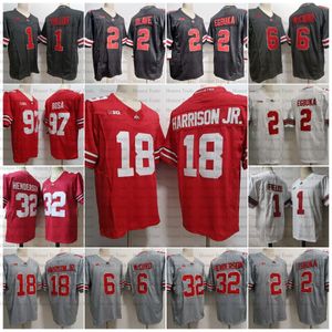 Nouveau style Ohio State Buckeyes Football Jersey 2 Chase Young Justin Fields 18 Marvin Harrison Jr.32 TreVeyon Henderson Egbuka McCord Gris Rouge Maillots pour hommes