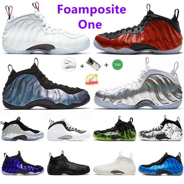 Foamposite One Hardaway Hombres Zapatos de baloncesto Metálico Rojo Negro Blanco Abalone Pure ParaNorman Shattered Backboard Royal Volt Entrenadores para hombre Zapatillas deportivas