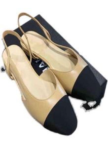 Penny -versie Xiaoxiangfeng 2022 merk C zomer plat bodem zijden sandalen dames039s ondiepe mond holle veelzijdige mode high 8606578