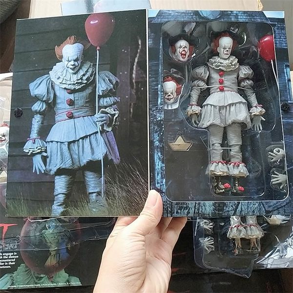 Pennywise Figure Neca Stephen King IT Joker Pennywise acción Figura de horror Juguete Muñeca Regalo de Halloween LJ200928