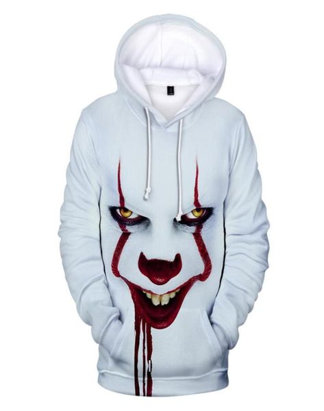 Pennywise Fiesta de Halloween Sudaderas con capucha 3d para niños Hombres Pop Harajuku Disfraz de Halloween Idea Sudadera Algodón Plus Streetwear Drop Ship M5337795