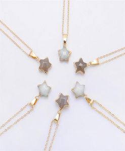 Penram Star Chain Collier Pinstal Crystal Chakra Naturel Stone Placing Geode Geode Druzy Quartz Pendard Diy Collier Bijoux9501239