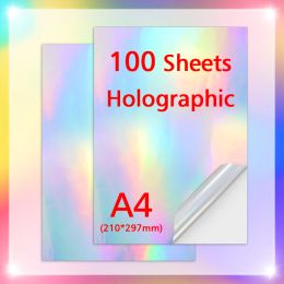 Stylos 10/20/30/40/50/100 feuilles A4 Rainbow Holographic Imprimable Vinyl Sticker Paper étanche A4 Papier de copie laser pour imprimante à jet d'encre
