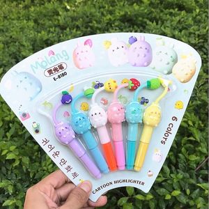 Bolígrafos 10 pack/lote Conejo de dibujos animados 6 marcador de colores Mini rotuladores de dibujo regalo promocional suministros escolares de oficina al por mayor