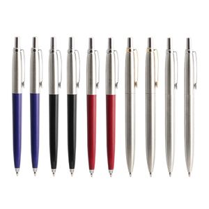 Stylos 10 PCS / Set Metal Ballpoint Pens Automatic Ball Pen G2 Refill Black Blue Ink pour les fournitures de papeterie de bureau scolaire écrivant 0,7 mm