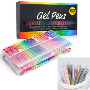Pensas de 100 colores Gel Pen Set Glitter Pen, Glitter, bolígrafo de color neón para el libro para colorear para adultos Doodle Diy Pintura de tarjeta de felicitación