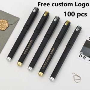 Stylos 100 PCS Signature Spray Glue stylo Custom Logo Gift Advertising Pen Highend Black 0,5 mm stylo givré stylo personnalisé en gros