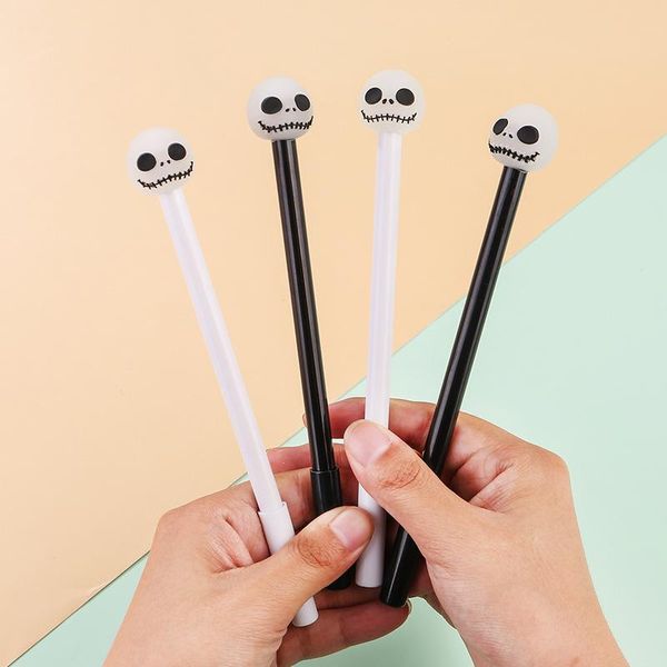 Stylos 100pcs Halloween Skull Gel Pen Black Student Spapery Signature stylo Water Pen Wholesale