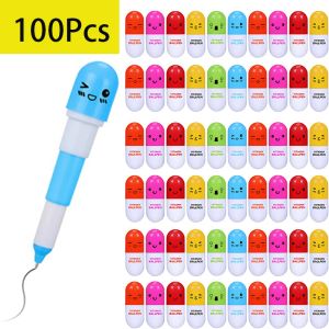 Pens 100pcs Pildpoint Point Point Point, nouveauté Gift Balle Strauc rétractable stylo avec visage souriant mignon d'émotion de dessin animé