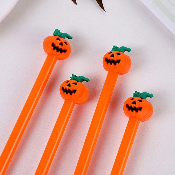 Stylos 100pcs Pumpkin Head Gel stylo Halloween Funny Expression Signature Pen Student Stationery Writing Tool Office Office School Supplies