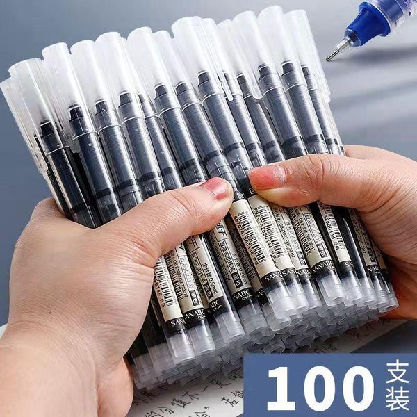 Stylos 100pcs / ensemble de luxe qualité bleu / noir / rouge encre gel fin de nappe pour le bureau de bureau de bureau