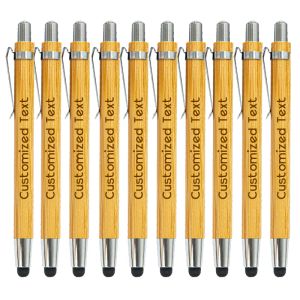 Stylos 10100pcs Bamboo Multifonctional Touch Pen personnalisé Ballpoint Pens Office Supplies Customalized Logo Business Baptist Gift
