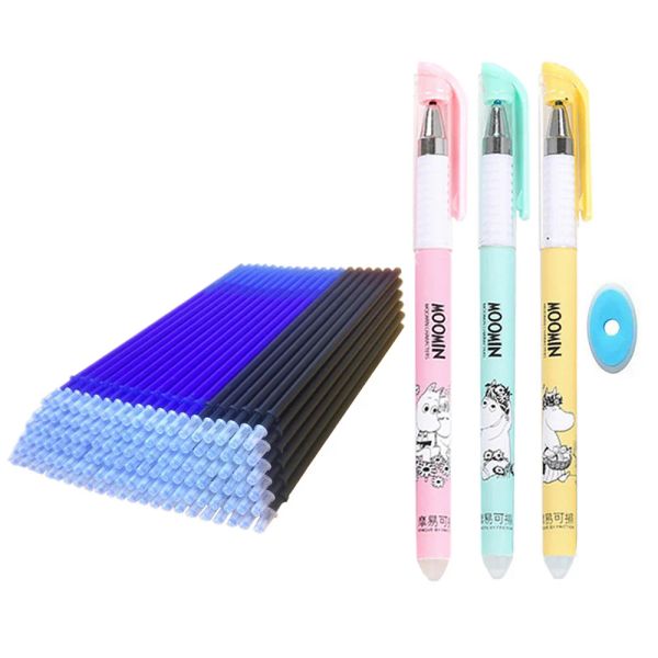 Stylos 103pcs Refills de stylo effacés effacés set gquarement 0,5 mm Handle Magic Gel Animal Cute Pen School Office Writing Supplies Stationery