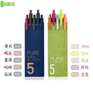 Stylos 10pcs kaco signe stylo gel stylo 0,5 mm recharge lisse encre écrite de la signature durable 5 couleurs