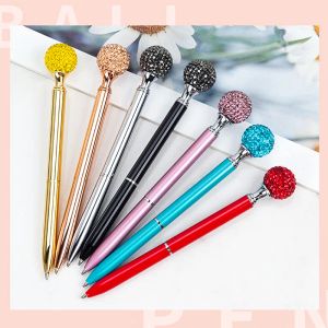 Stylos 10pcs Portable Grand Diamond Crystal Pen Gem Ballpoint Pin Metal Ballpoint Pen Home Office School fournit le publipostage en gros