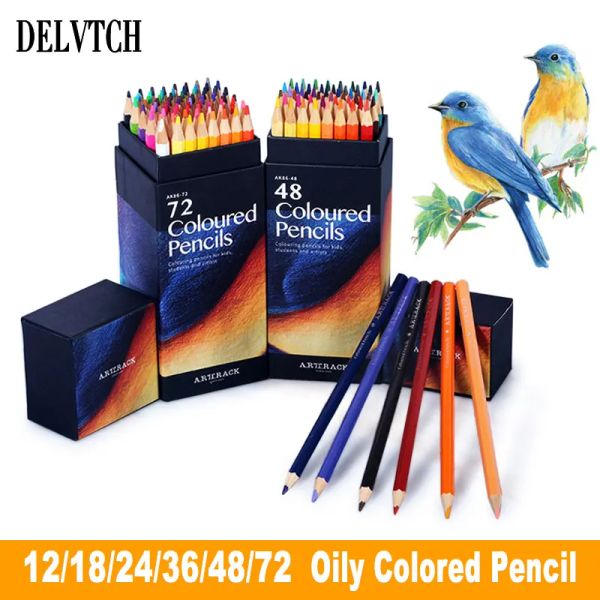 Stylos 12/18/24/36/48/72 Couleurs professionnelles de couleur huileuse 3.0 Poignée en bois plomb set artiste peinture dessin sketch art Design