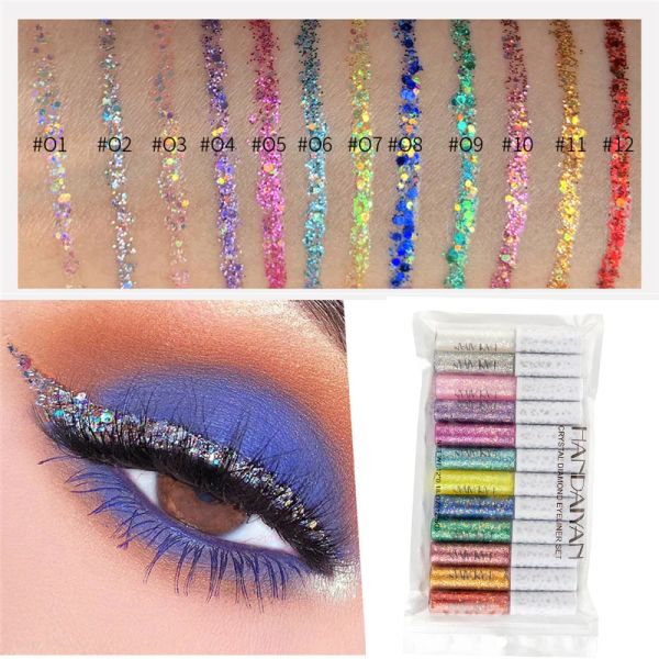 Stylos 12 couleurs eye-liner liquide eye-liner gel maquillage imperméable liquide couleur oeil crayon mat à stylo violet maquillage cosmétique