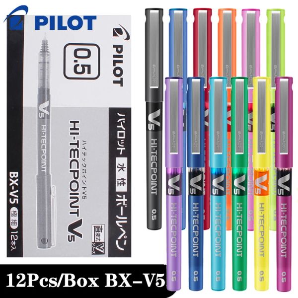 Stylos 12 pcs / boîte pilote gel stylo bxv5 liquide ballpoint liquide stylo 0,5 mm de couleur de grande capacité.