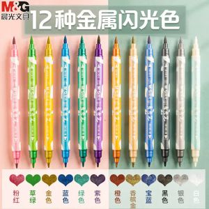 Stylos 12 PCS Performance Performance Pen Double Head Soft Head Student Hand Account Label Photo Album de la carte de voeux Gellighter Gel Highlighter