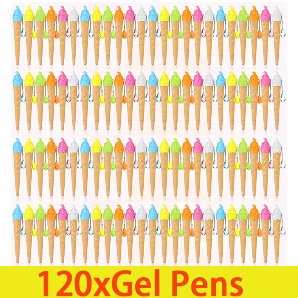 Stylos 120pcs Novely stylos Novel Ice Ice Cream Funny School Gel stylo kawaii ballpoint item girl papeilery étudiant kids prix cadeau