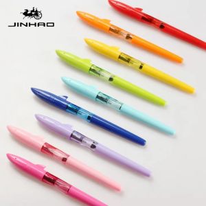Pennen 12 stcs/doos Jinhao Shark Series 0,38 mm 0,5 mm Fountain Pen Snoepkleur Kawaii Shark Cover Student Practice Inkpen Pen met een doos