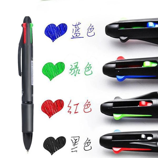 Stylos 12pcs Multicolor Pen Fine Point 4 en 1 Colorful Retractable Multi 0,7 mm Stationnery Pens Pens Pen Funct School for Student