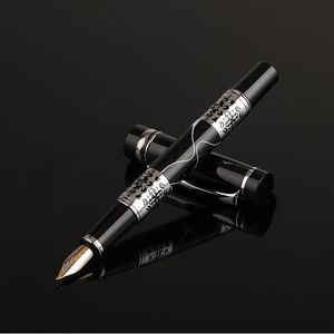 Pennen 16 stks nieuwe klassieke zakelijke fontein pen zilveren bloem barnsteen celluloid roller 0,5 mm iridium nib inkt pen groothandel