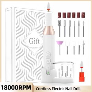 Pens 18000rpm Nail sans fil sans fil File de ongles USB Polirage Portable Machine de manucure Message de frappe pour Gel Polishing Nail Art