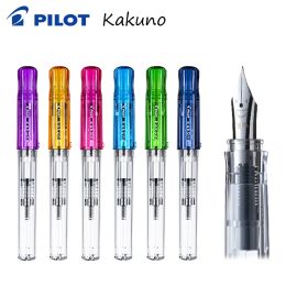 PENEN 1 PCS Japan Piloot Kakuno Smile Fountain Pen EF / F / M Transparante Rod Limited Edition Student Practice Pen Rotary Ink Absorber