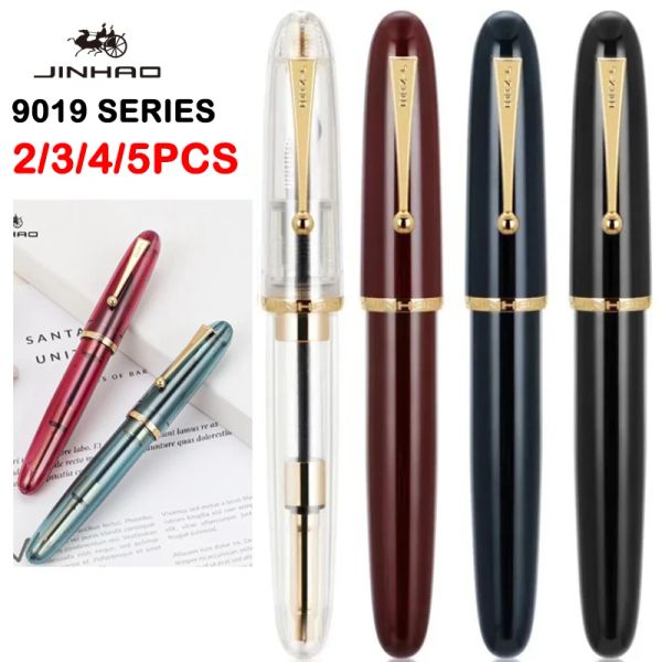 Stylos 2/5 pcs Jinhao 9019 Fountain Pen EF / F / M Résine de nib Résine Écriture avec un convertisseur d'encre haute capacité fournit des fournitures stationnaires