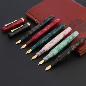 Stylos 2023 Luxury de haute qualité marque de la fontaine acrylique stylo agate Golden Elelégante Calligraphie Signature Signature Stationnery New Ink Pen