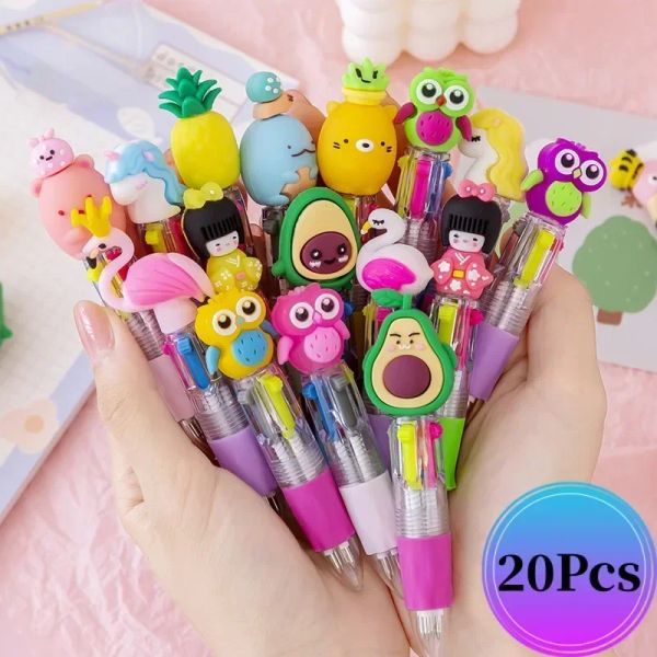 Stylos 20pcs / lot dessin animé stylo stylo coloré stylos pour écrire kawaii kawai papeterie stylos mignons pour filles 4 coloride ensemble livraison gratuite