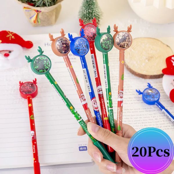 Bolígrafos 20pcs/lote Navidad lentejuelas gel lápices lindo bolígrafos al por mayor para escribir kawaii papelería envío gratis lápices de tinta de gel