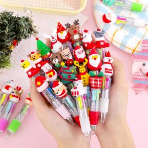 Stylos 20pcs / lot mignon Noël multicolore de balle caricature de Noël caricature de Noël santa 4colors stylos graffiti